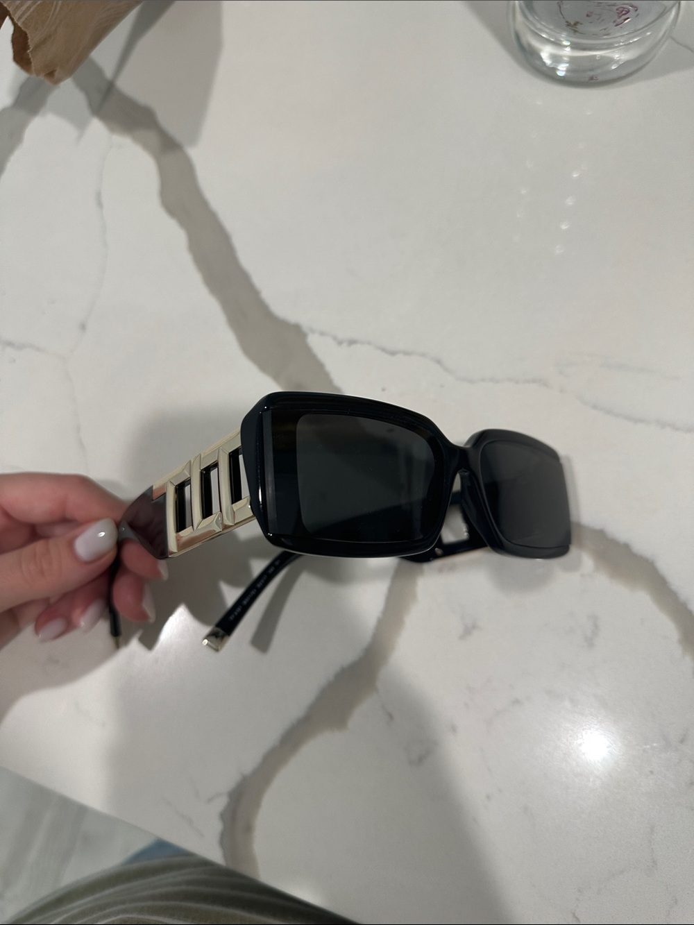 Women’s Black Sunglasses with Gold Accents
